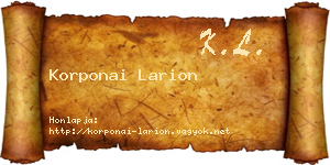 Korponai Larion névjegykártya